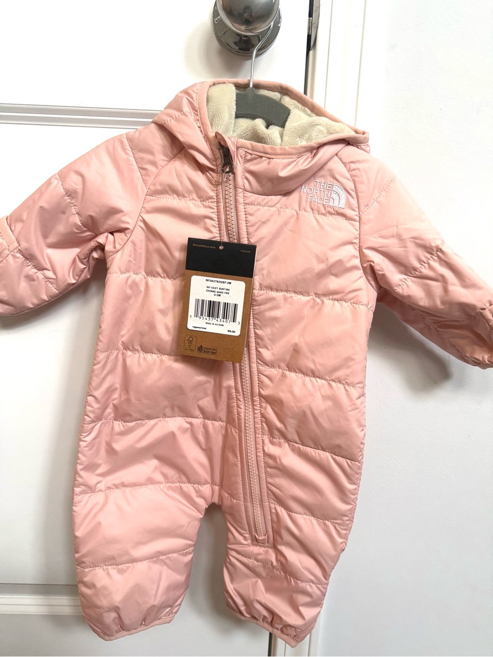 The North Face Baby Pink Hooded Insulated One-Piece